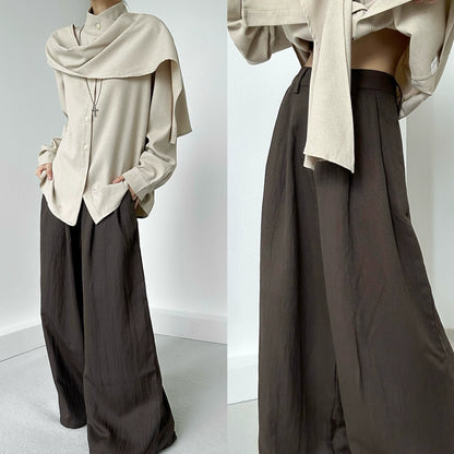 Pleats Relaxed Fit Flowy Wide Leg Pants WN19649