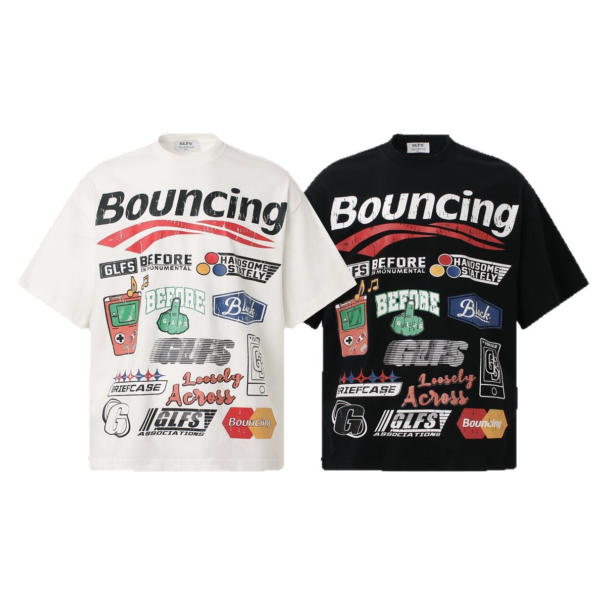 Sticker Graffiti Letter Short Sleeve T-Shirt WN26603