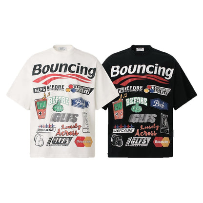 Sticker Graffiti Letter Short Sleeve T-Shirt WN26603