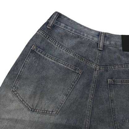 Washed Damage Wide Leg Denim Jeans WN26087