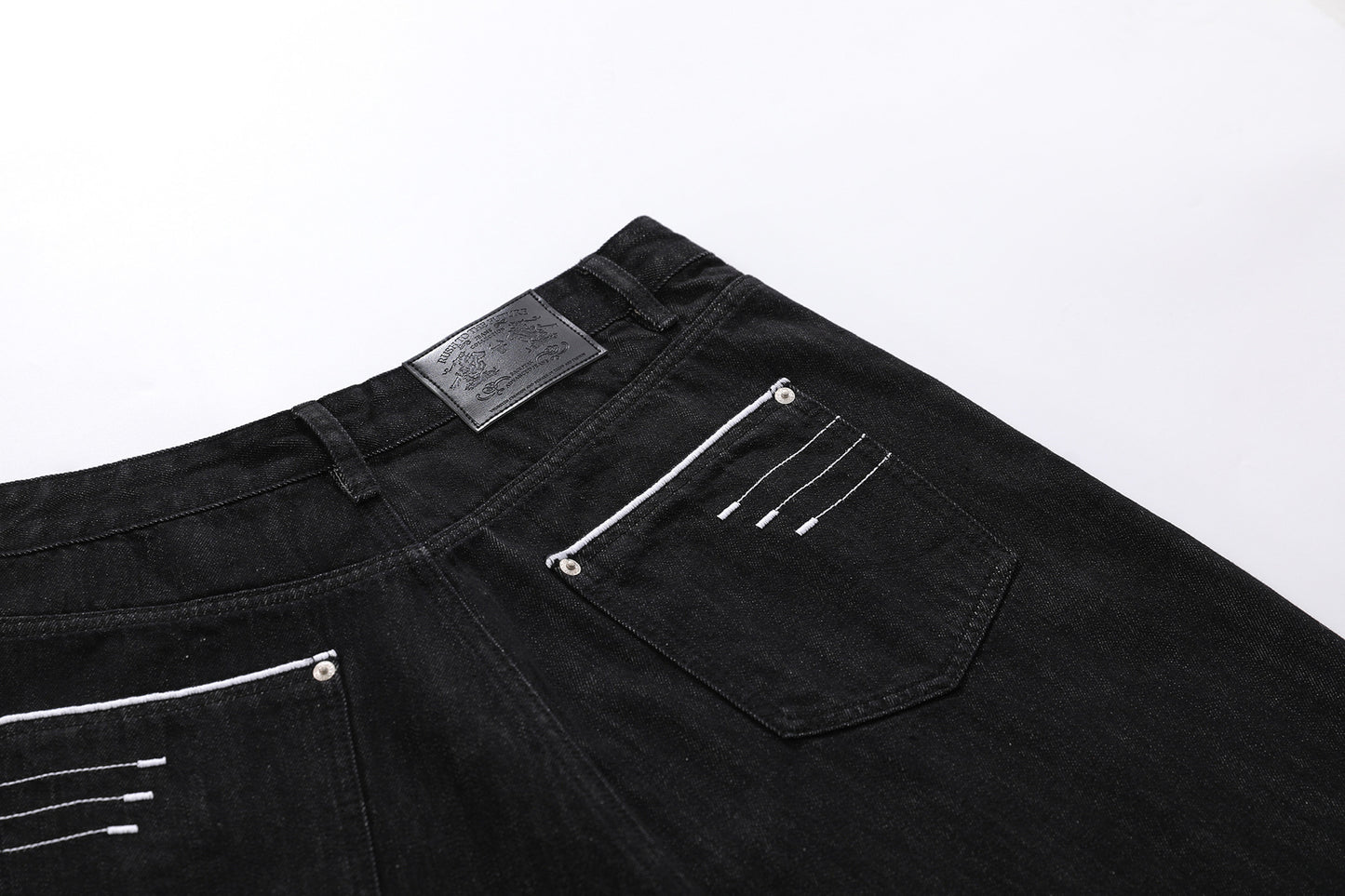 Raw Wash Wide Leg Denim Half Pants WN25701