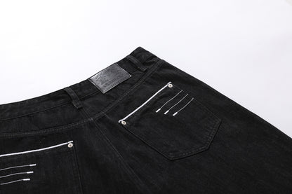 Raw Wash Wide Leg Denim Half Pants WN25701
