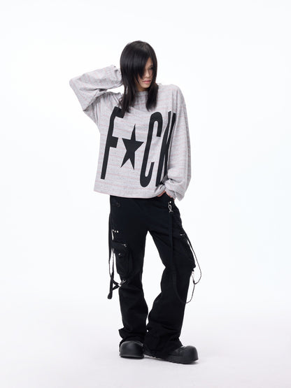 Detachable Strap Rivet Flare Cargo Pants WN27319