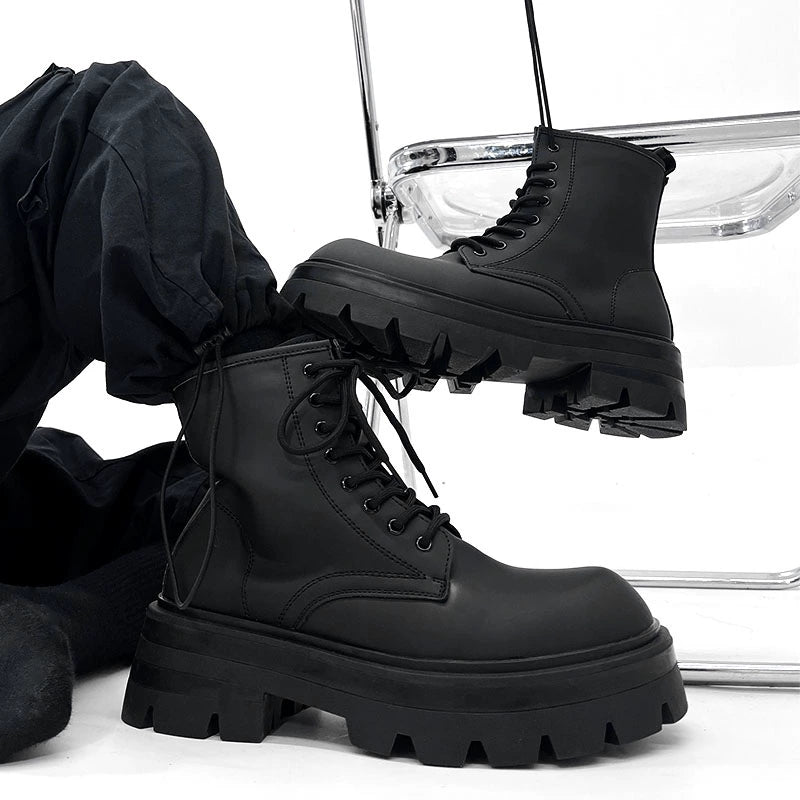 Chunky Sole Zipper Design PU Leather High-Top Boots WN19149