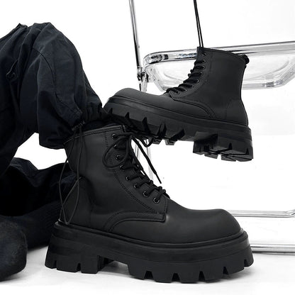 Chunky Sole Zipper Design PU Leather High-Top Boots WN19149