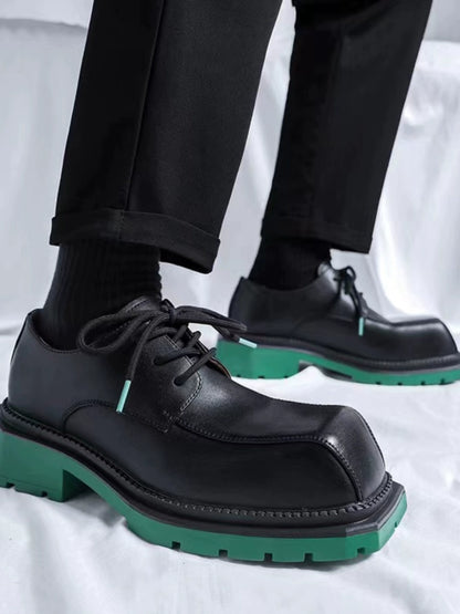 Square Toe Chunky Sole Leather Derby Shoes WN20769