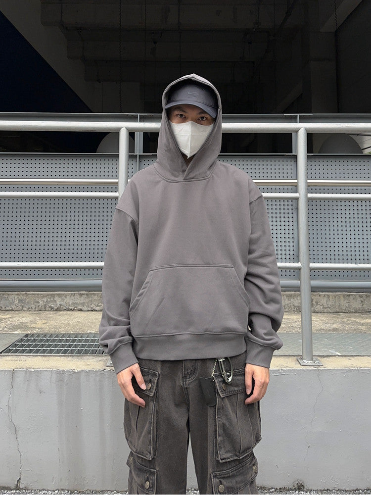 Short Length Oversize Plain Pullover Hoodie WN24401