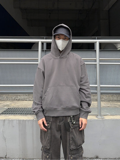 Short Length Oversize Plain Pullover Hoodie WN24401