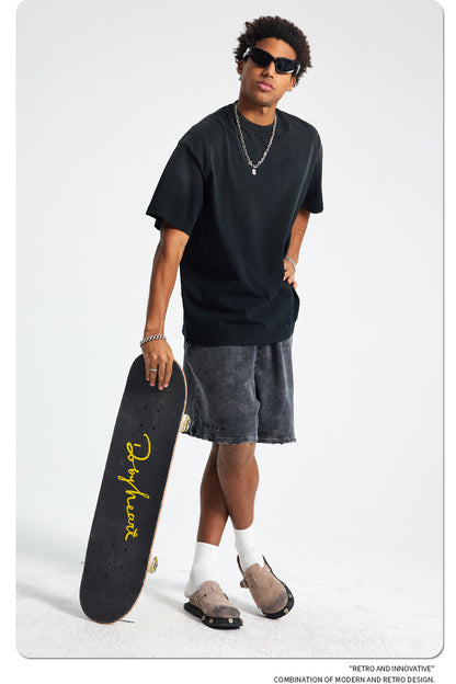 Spray Dye Damage Washed Short Sleeve T-Shirt WN16274