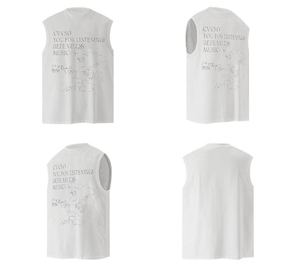Guitarist Print Oversize Sleeveless T-Shirt WN26385