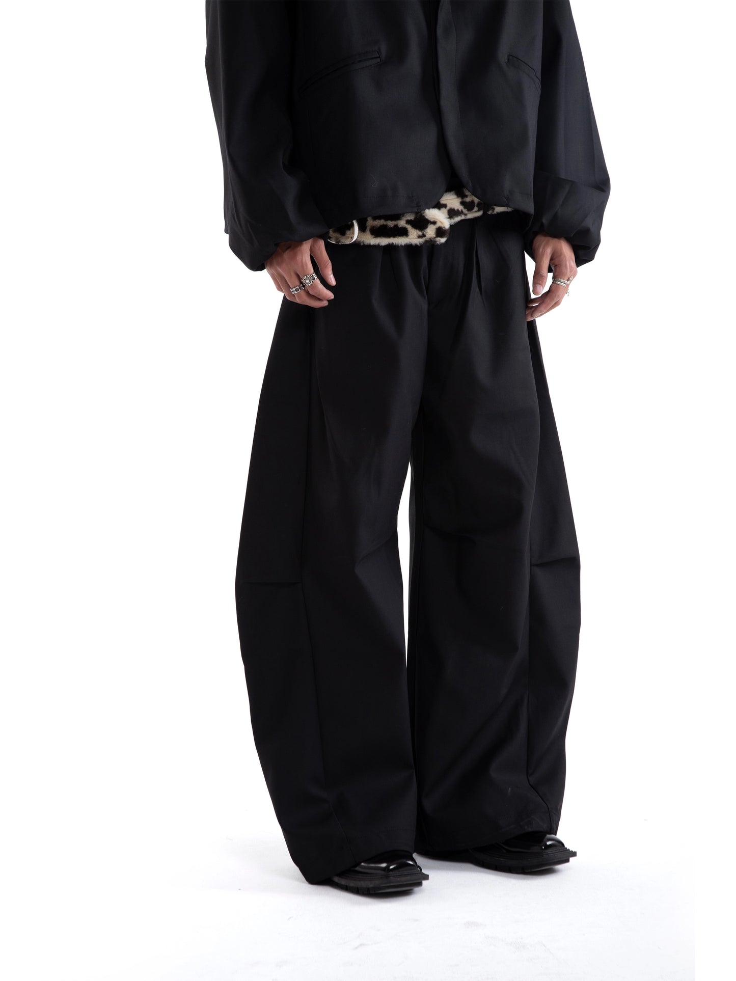 Asymmetrical Draped Adjustable Flare Wide Leg Trousers WN20646