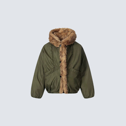 Fake Fur Trim Hooded Oversize Puffer Jacket WN27923