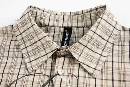 Plaid Letter Print Long Sleeve Shirt WN25410