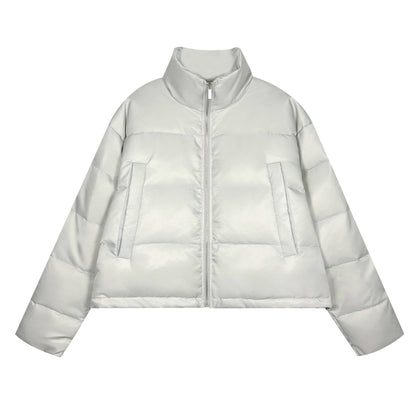 High-Neck Short Oversize white duck down Jacket WN11744