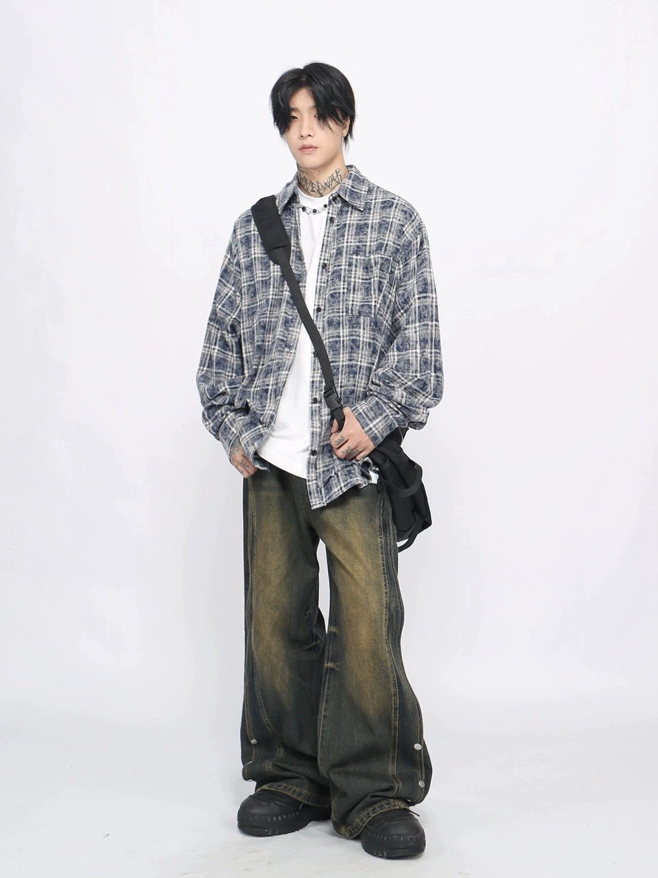 Washed Plaid Long Sleeve Shirt WN8736