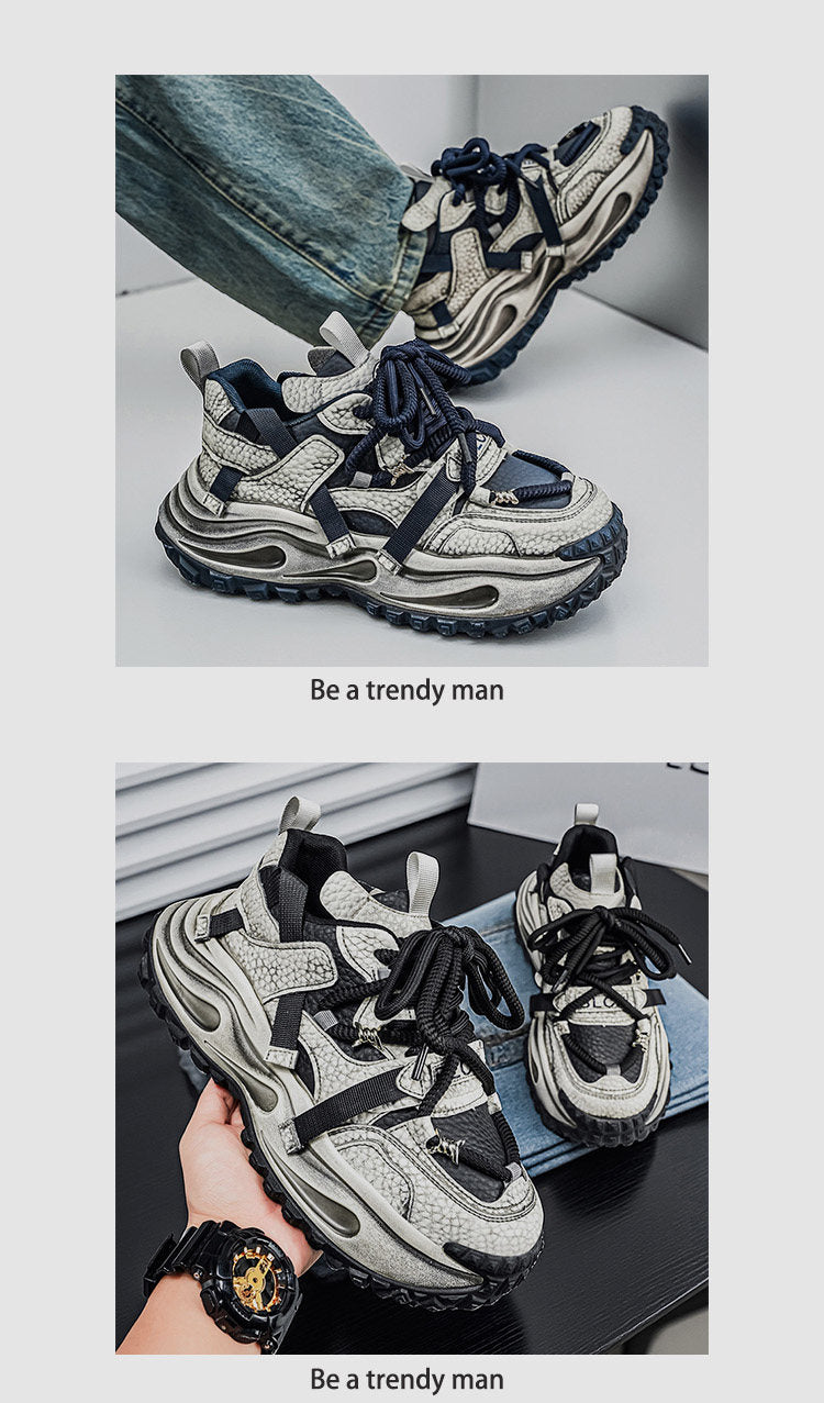 Washed Finish Platform Chunky Sneakers WN23361