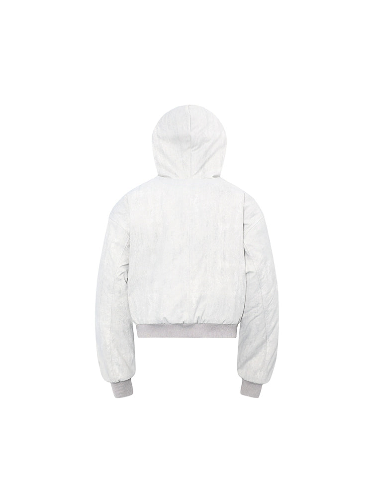 Hooded Zipper Plush Fake Fur Padded Jacket WN22214