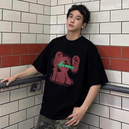 Portrait Print Oversize Short Sleeve T-Shirt WN25276