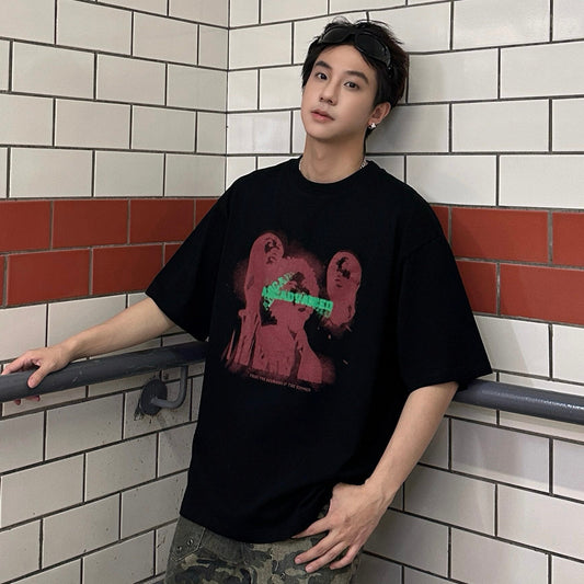 Portrait Print Oversize Short Sleeve T-Shirt WN25276