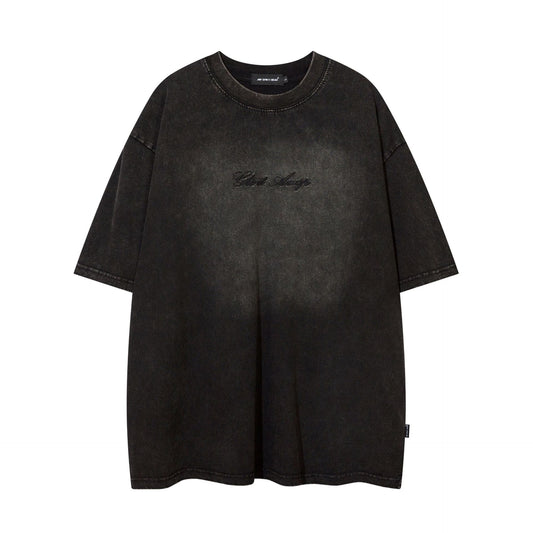 Embroidery Heavy Washed Oversize Short Sleeve T-Shirt WN16126