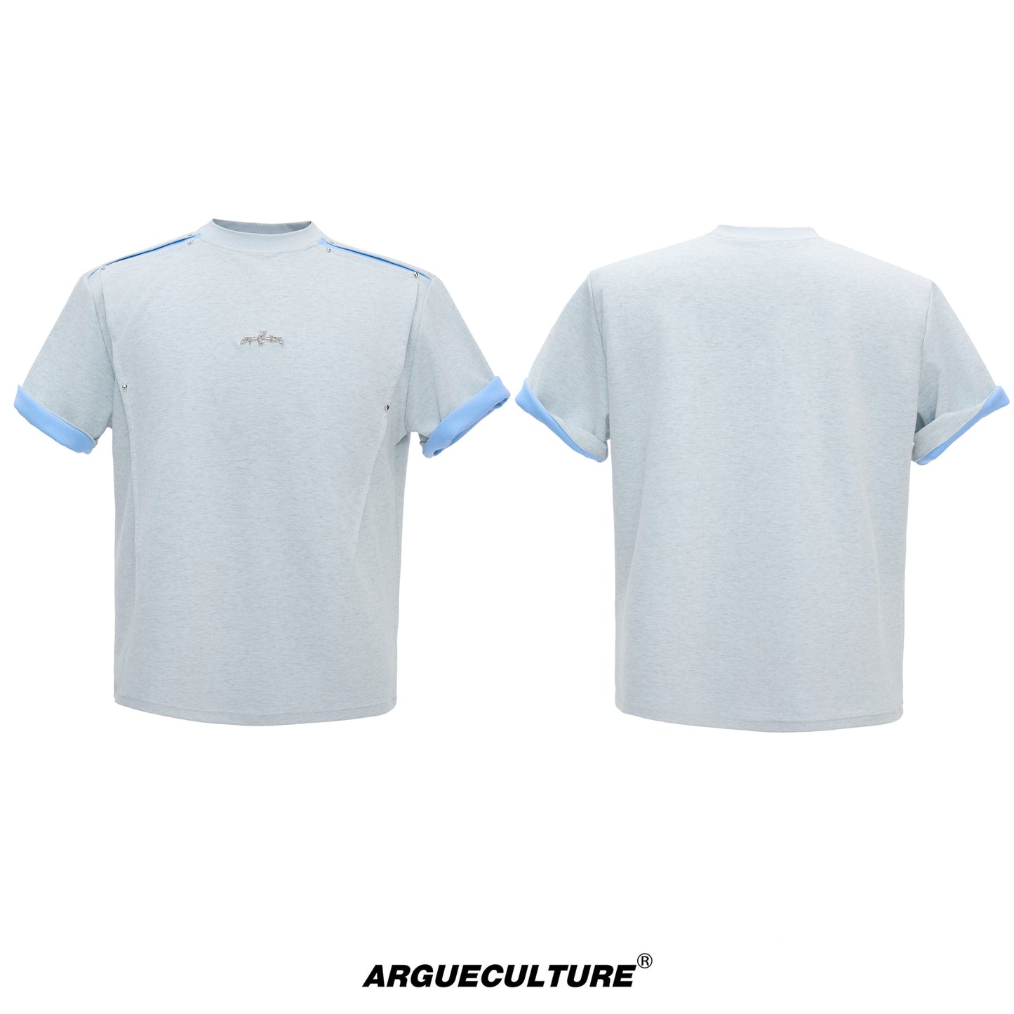 Contrast Panel Deconstructed Folded Sleeve Short Sleeve T-Shirt WN26995