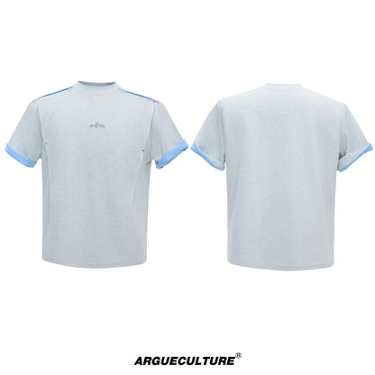 Contrast Panel Deconstructed Folded Sleeve Short Sleeve T-Shirt WN26995