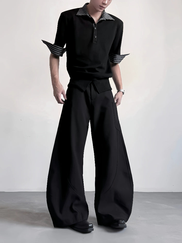 Patchwork Scimitar Wide Leg Trousers WN20063