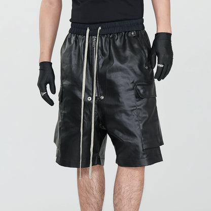 Matte Coated Multi-Pocket Straight Cargo Half Pants WN17329