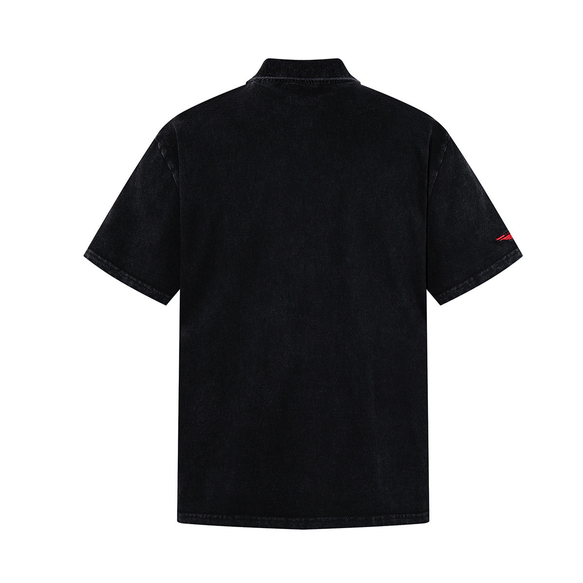 Embroidery Washed Damage Short Sleeve Shirt WN25608