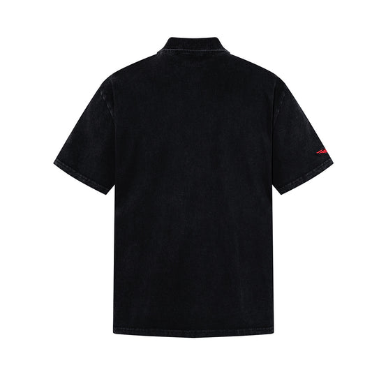 Embroidery Washed Damage Short Sleeve Shirt WN25608