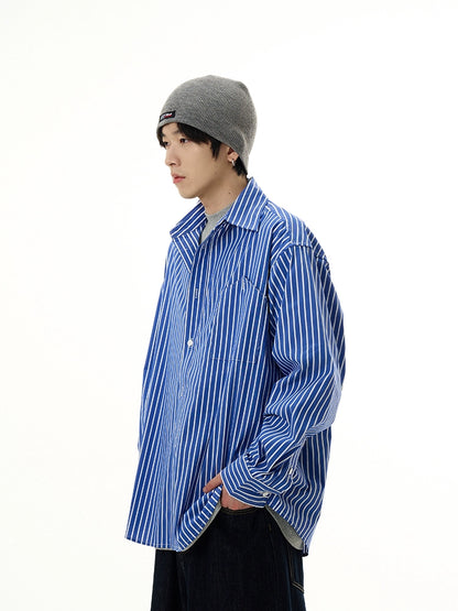 Oversize Stripe Long Sleeve Shirts WN7653