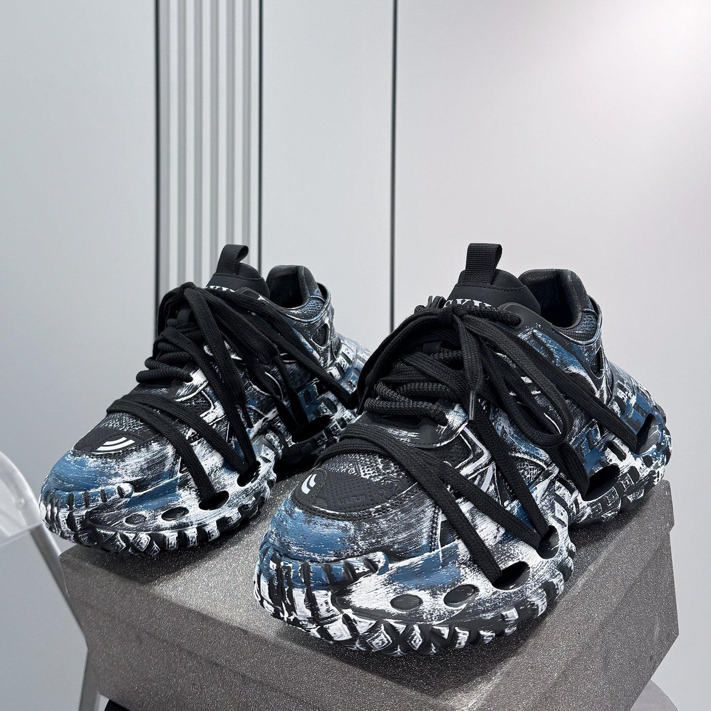 Paint Splash Rope Lace Chunky Sole Sneakers WN24649