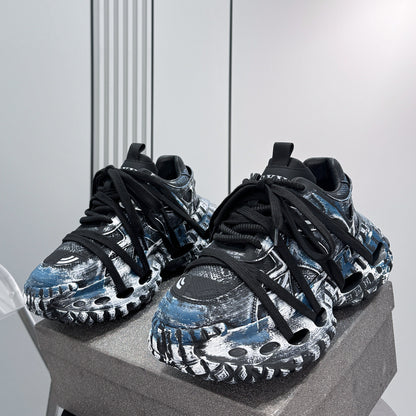 Paint Splash Rope Lace Chunky Sole Sneakers WN24649