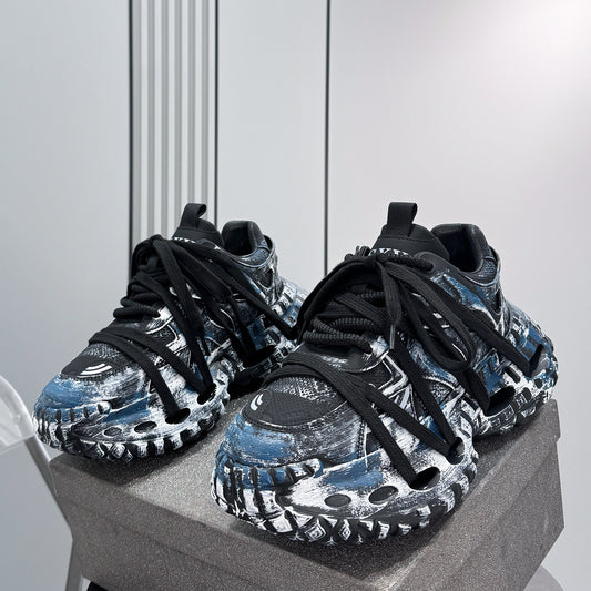 Paint Splash Rope Lace Chunky Sole Sneakers WN24649