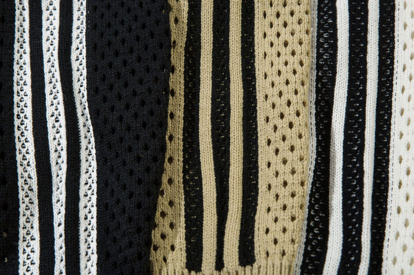 Striped Hollow-Out Zipper Knit Cardigan WN11272