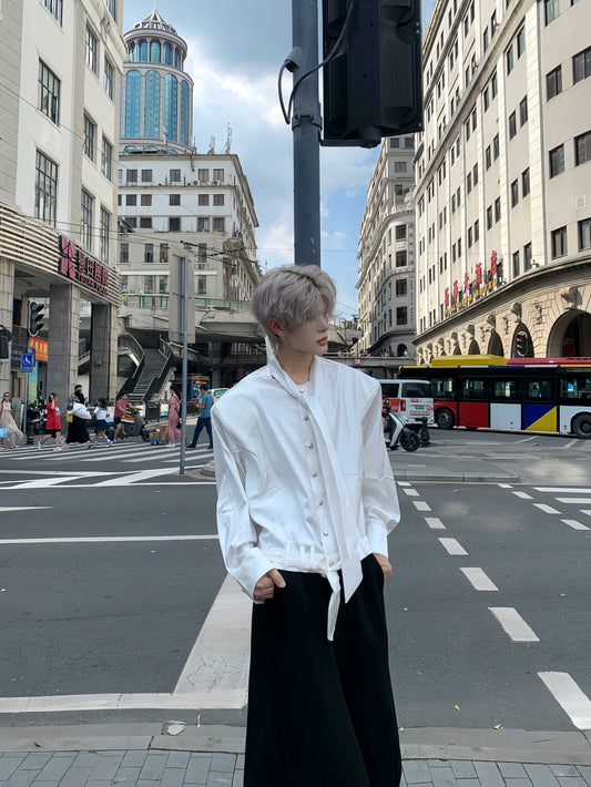 Liquid Texture Design Necktie & Long Sleeve Shirt WN19778-S