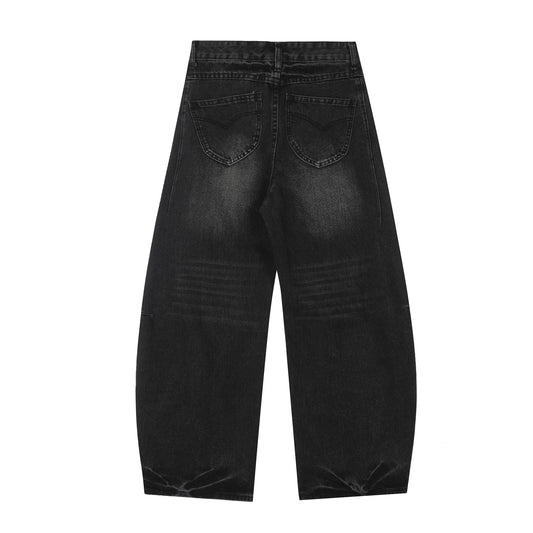 Washed Pleats Curved Denim Jeans WN25487