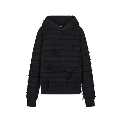 Mix Fringe Design Denim Hoodie WN20982