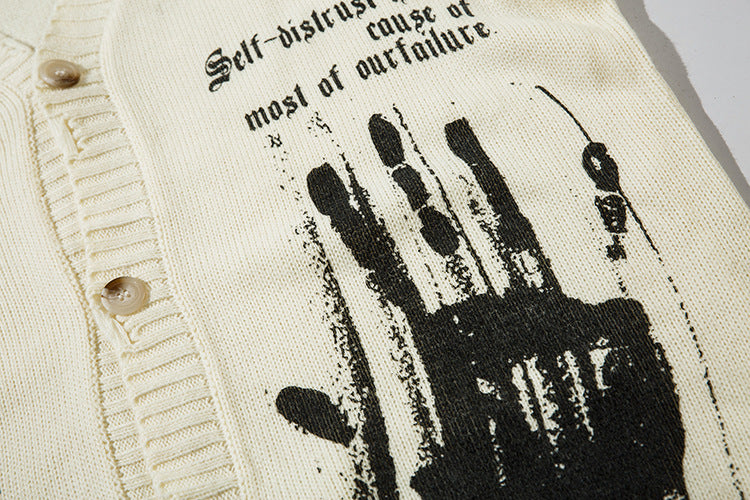 Graffiti Print Oversize Knit Cardigan WN11429