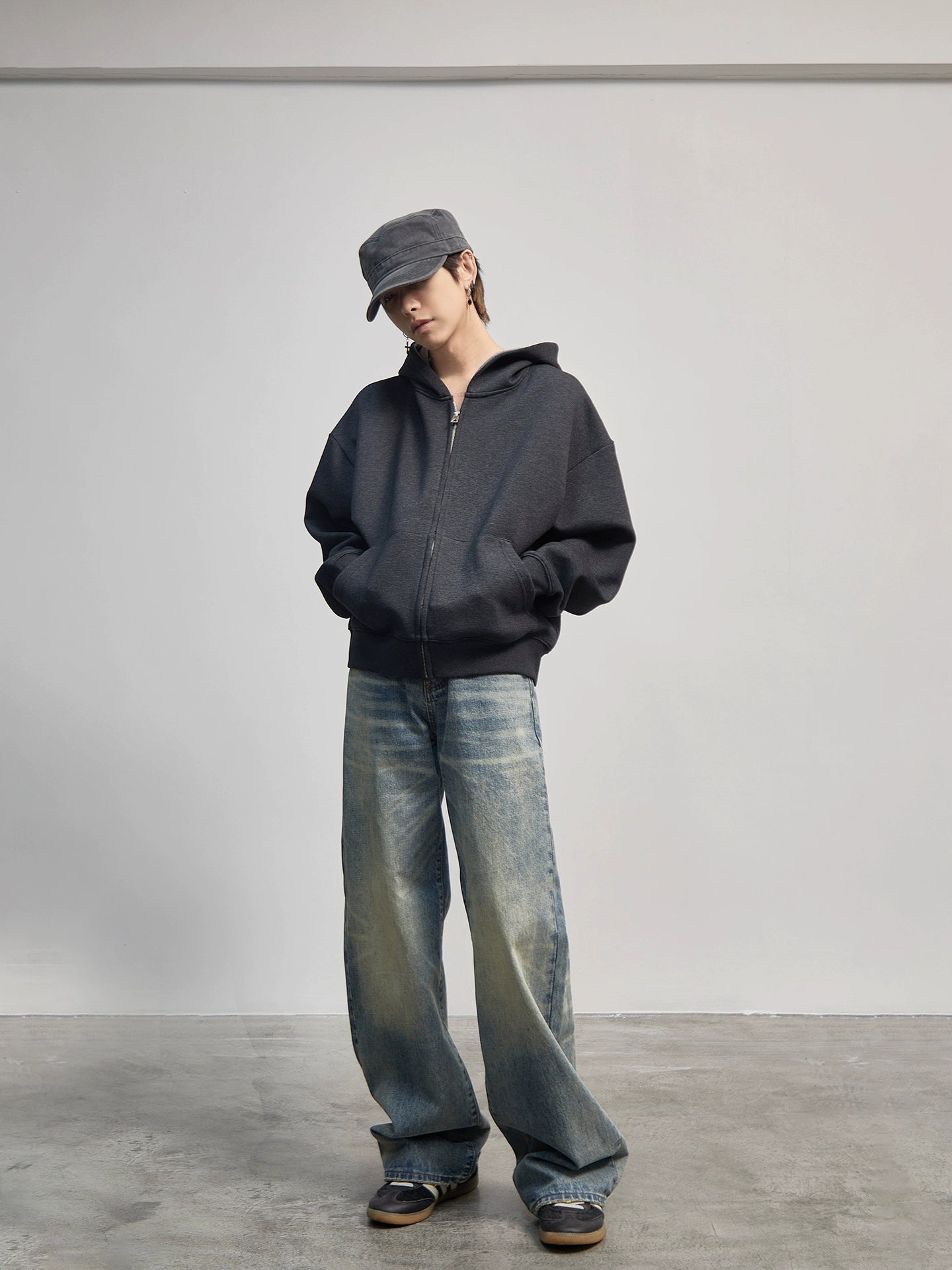Plain Zip-Up Oversize Hoodie WN21184