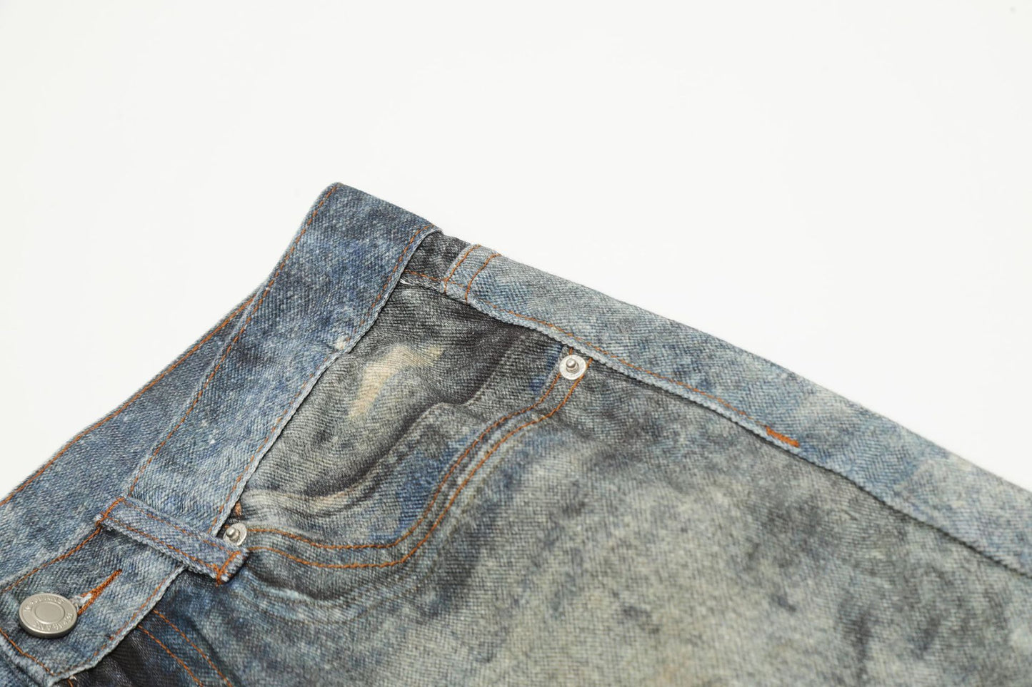 Dirty Dye Print Washed Straight Leg Denim Jeans WN16118