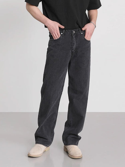 Washed Wide-Leg Straight Denim Jeans WN6665