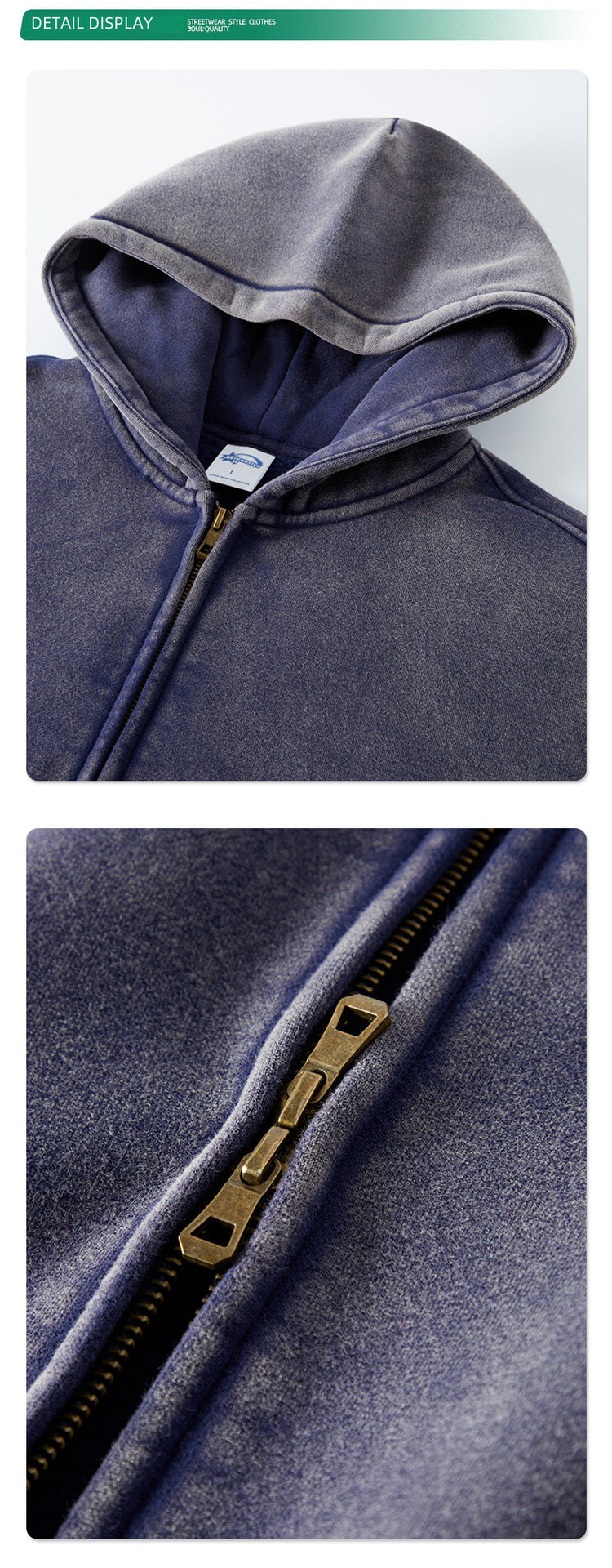 Vintage Dyed Heavyweight Zipper Hoodie WN6646