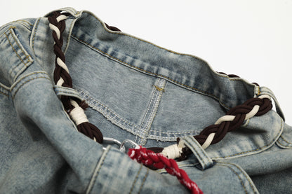 Belt Curved Wide Leg Denim Jeans WN25756