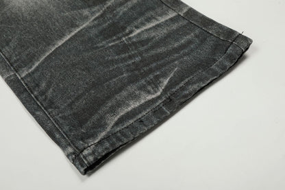 Washed Whisker Straight Denim Jeans WN26074
