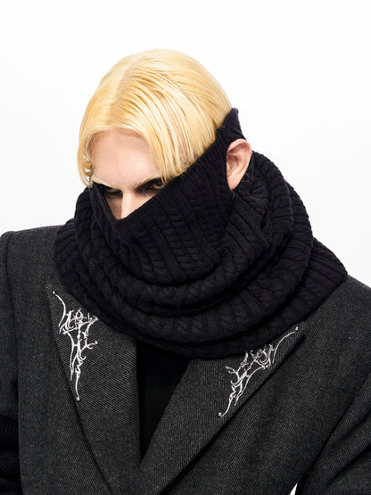 High-Neck Striped Knit Scarf WN22157