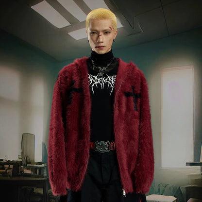 Furry Oversize Knit Hoodie WN21383