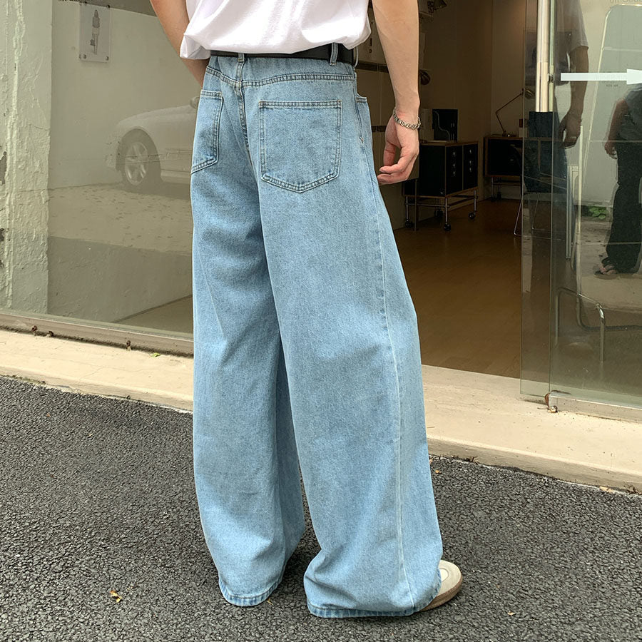 Light Washed Wide Leg Denim Jeans WN24879