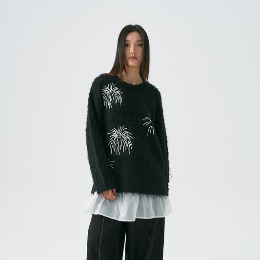 Rope Embroidery Pullover Knit Sweater WN19007