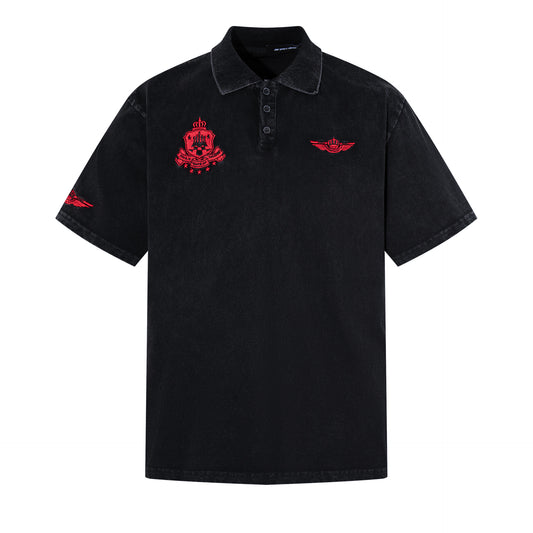 Embroidery Washed Damage Short Sleeve Shirt WN25608